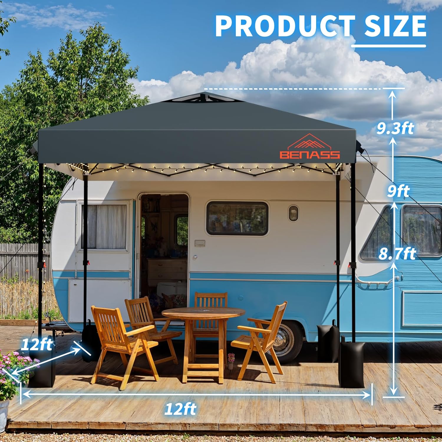 12x12 Pop Up Canopy  Easy Up Canopy Tent  Heavy Duty Tents for Parties  One Person Set Up Event Tent  Grey