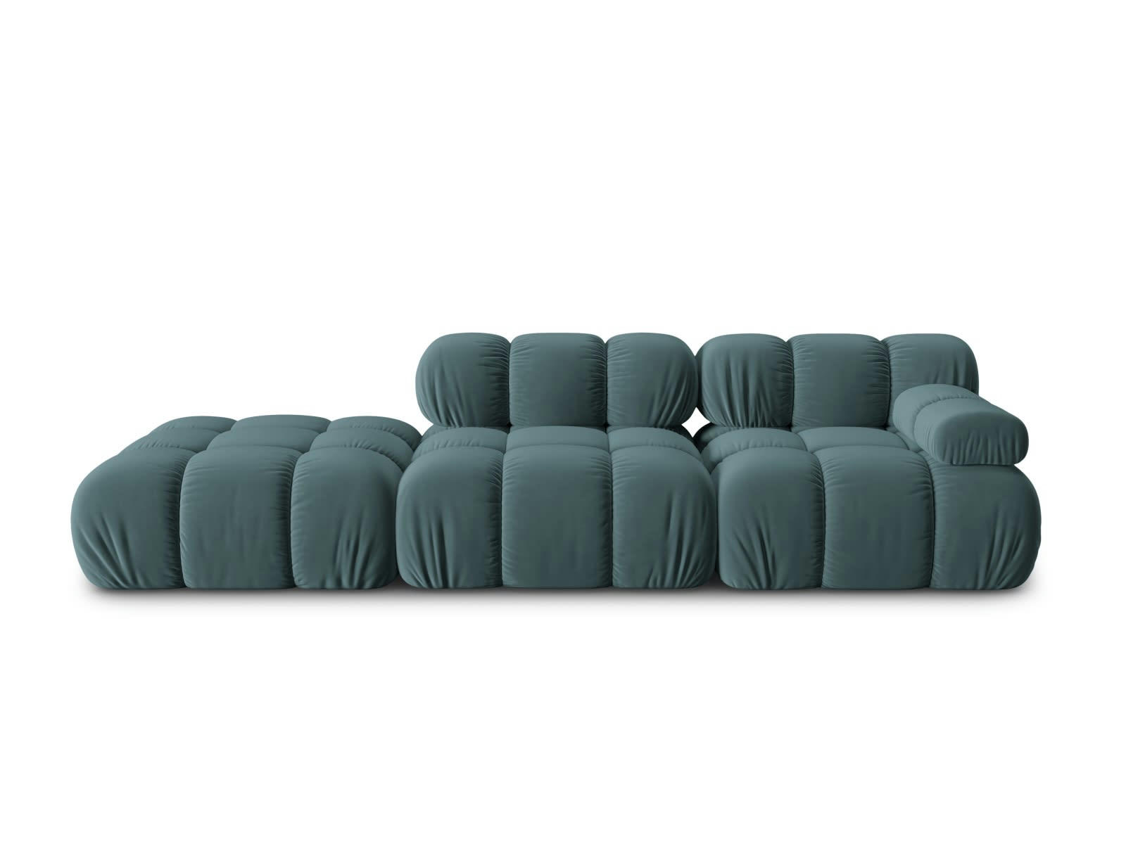 BELLIS - Canapé modulable gauche 4 places en tissu velours pétrole