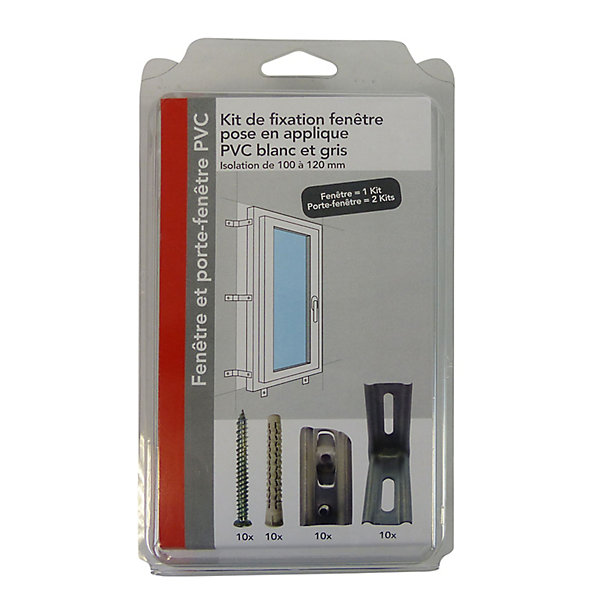 Kit de fixation pour pose en applique de fenêtre et porte fenêtre 100-120 mm