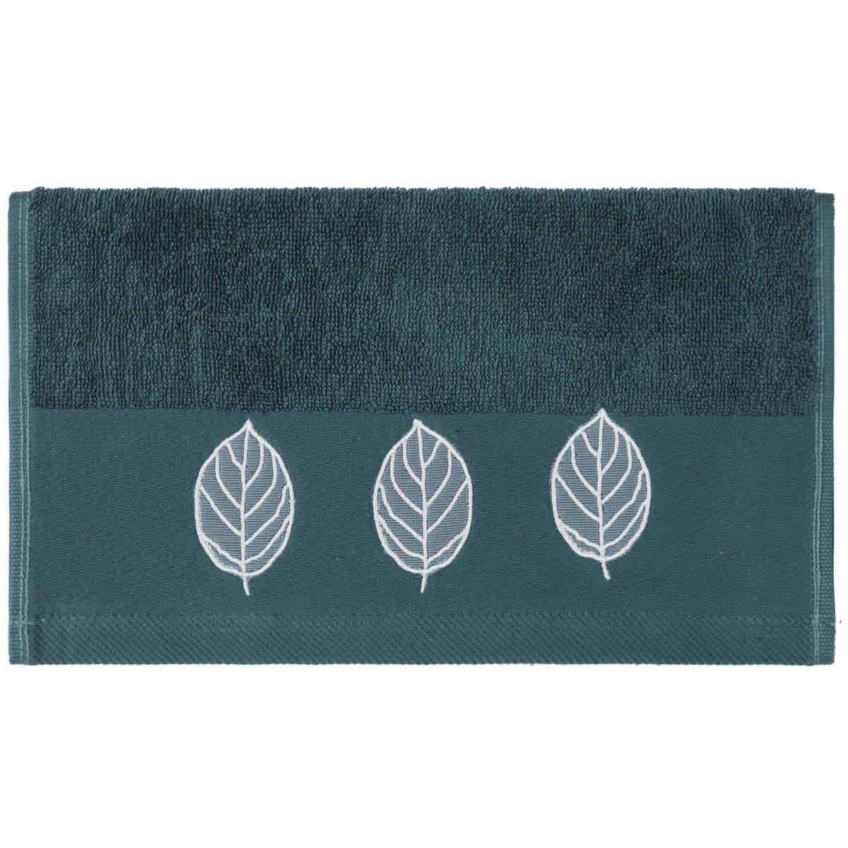 YAPRAK - Lot de 3 serviettes invité Petrol 30x50 cm
