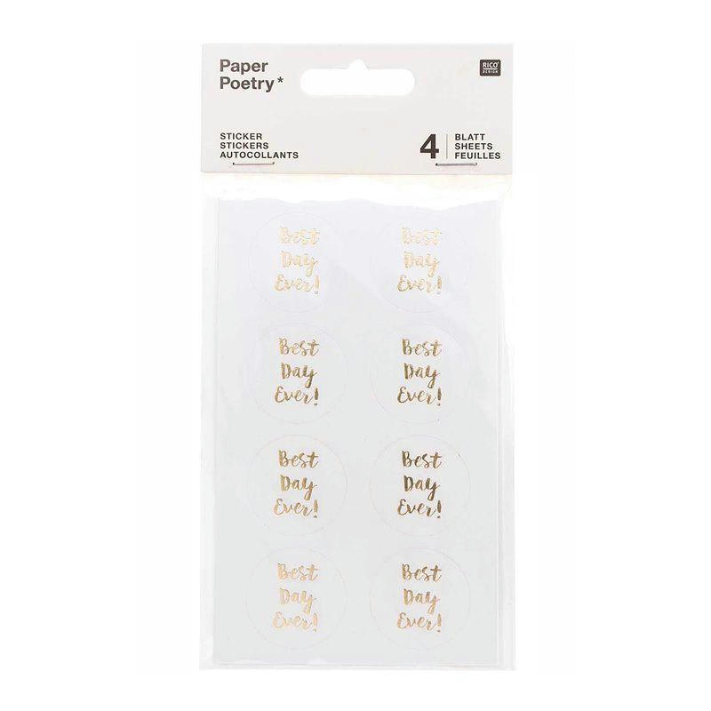 BEST DAY EVER - 4 feuilles d'autocollants blancs best day ever