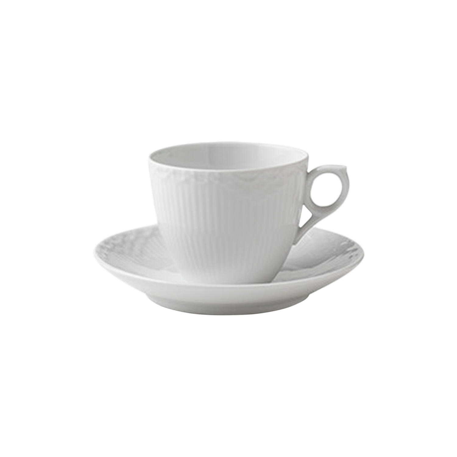 Hvid Halvblonde kaffekop med underkop