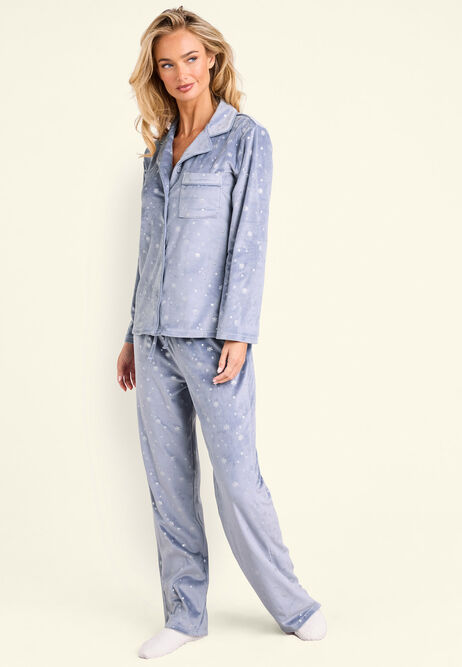 Womens Cream Snowflake Fleece Revere Pyjamas