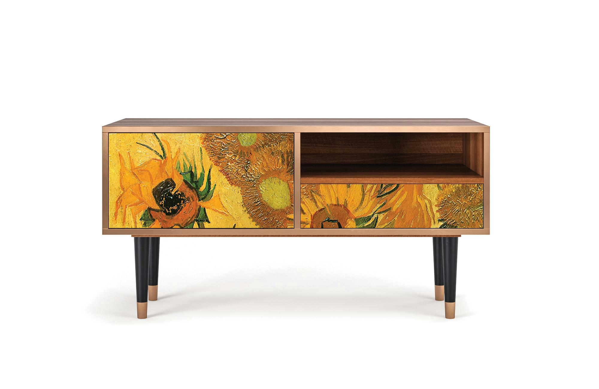SUNFLOWERS BY VINCENT VAN GOGH - Meuble TV  jaune 1 tiroir et 1 porte L 115 cm