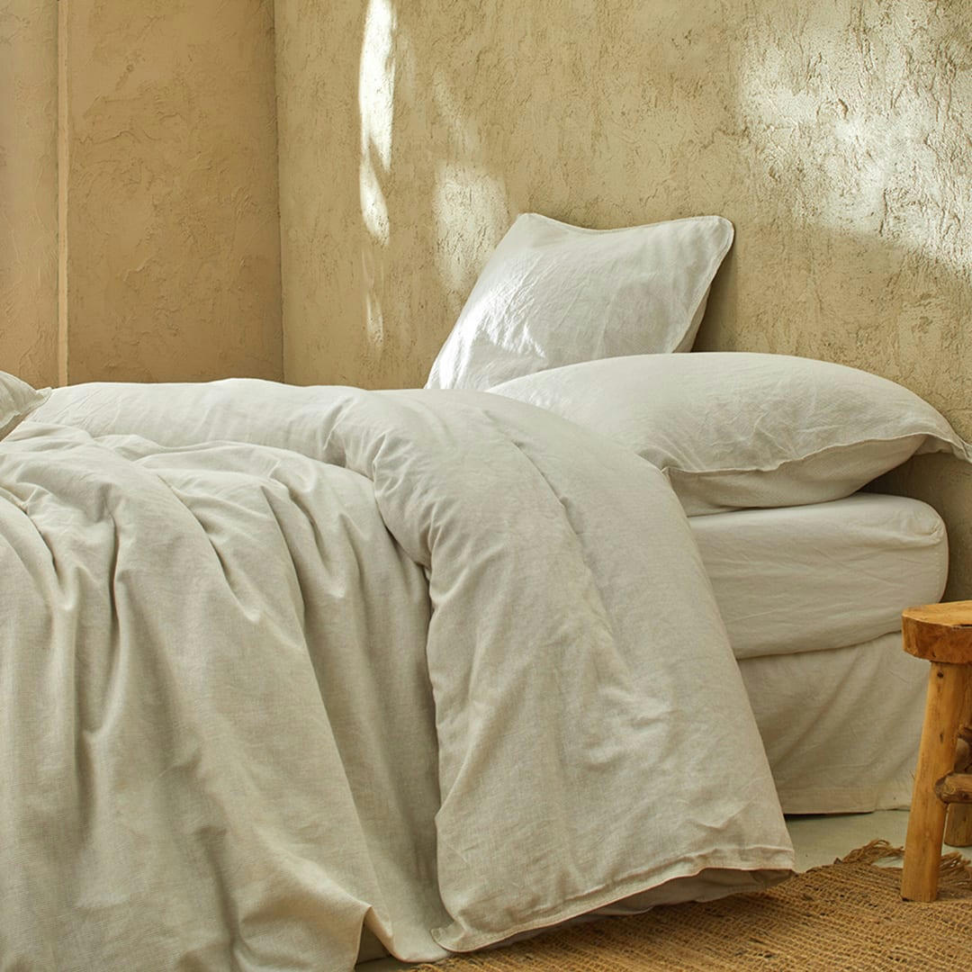 BIO CEYLAN - Housse de couette li/coton organic sable 140x200 cm