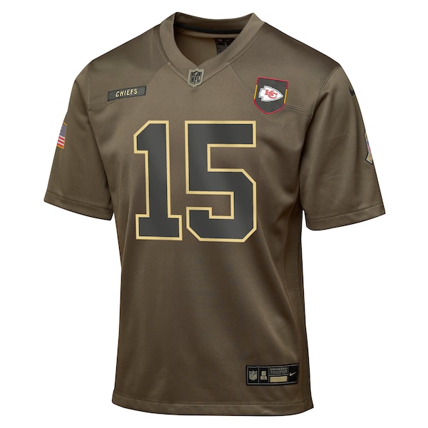 Patrick Mahomes Kansas City Chiefs Nike Youth 2025 Salute to Service Game Jersey - Olive