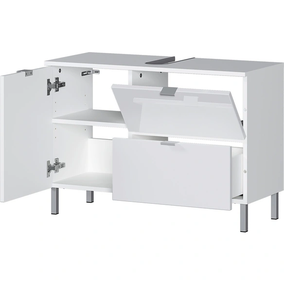 Waschbeckenunterschrank BxHxT: 80 x 56 x 34 cm, weiß/weiß Hochglanz
