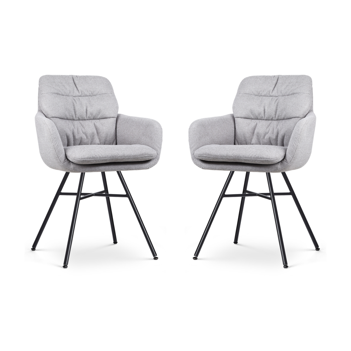 Nolon Noa-Mia Eetkamerstoelen Set van 2 - Grijs - Zwarte Poten