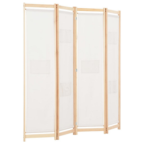 Cloison de séparation 4 panneaux Crème 160x170x4 cm Tissu vidaXL