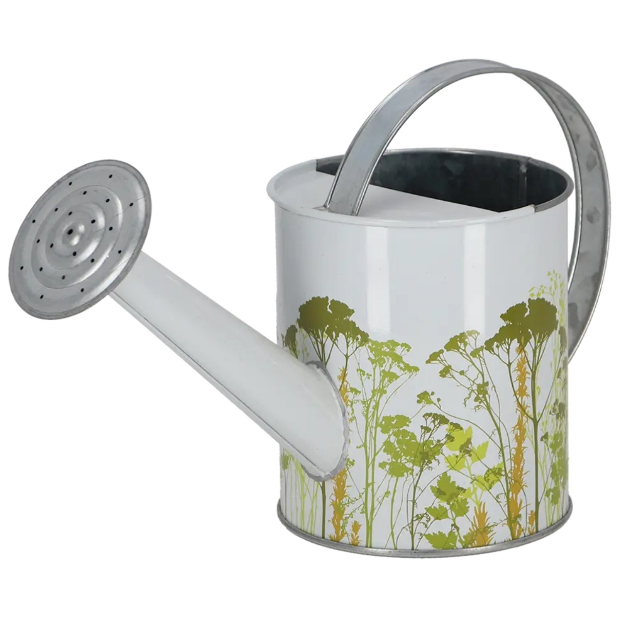 Metalowa konewka ogrodowa Herb 1,9 l biało zielona z długą wylewką