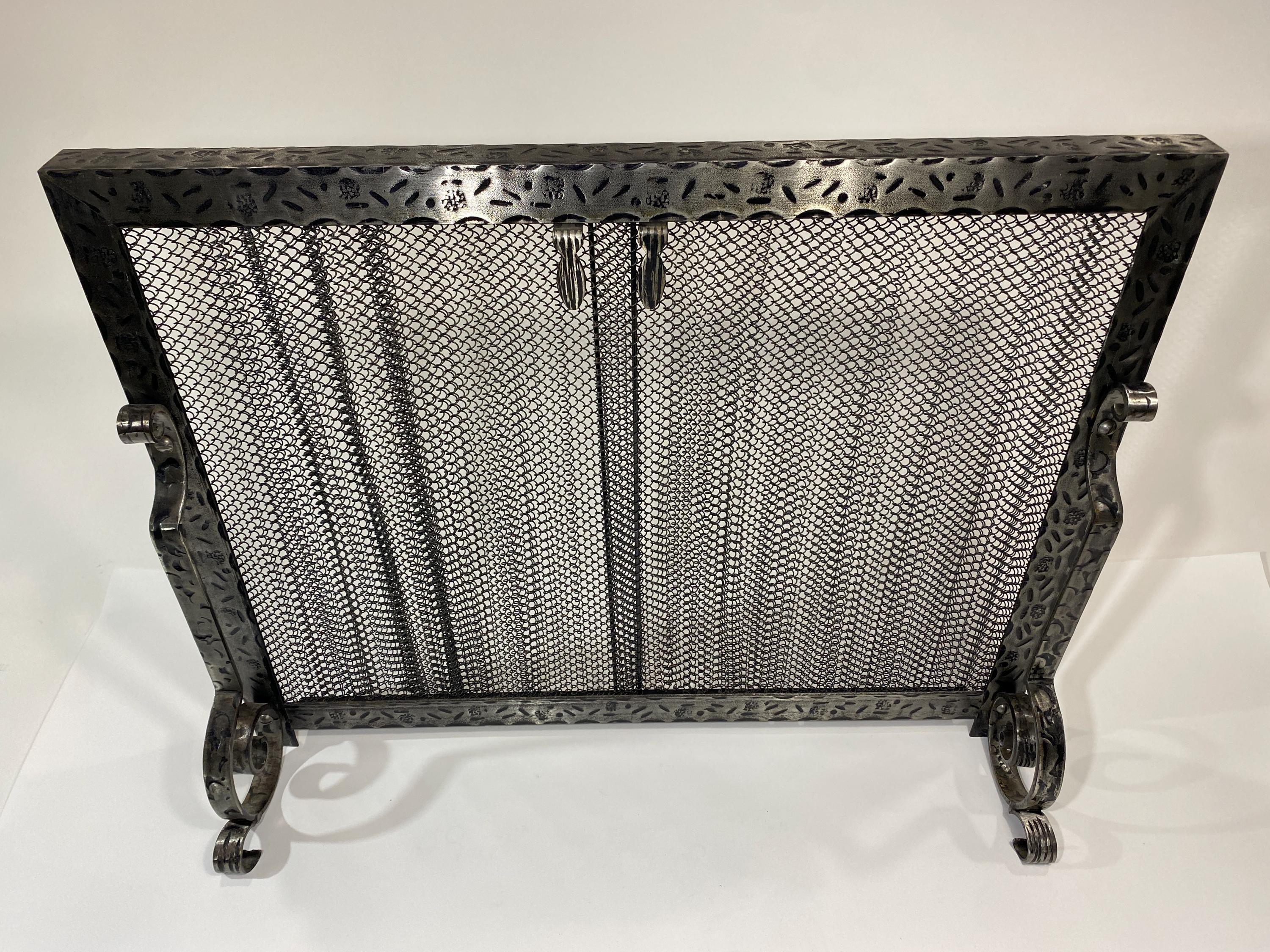 Vintage Fireplace Screen Metal Mesh Decorative Hearth Screen 24 inches Wide
