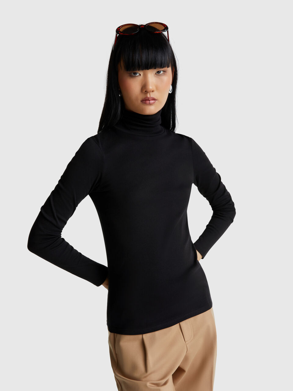 Long sleeve t-shirt with high neck