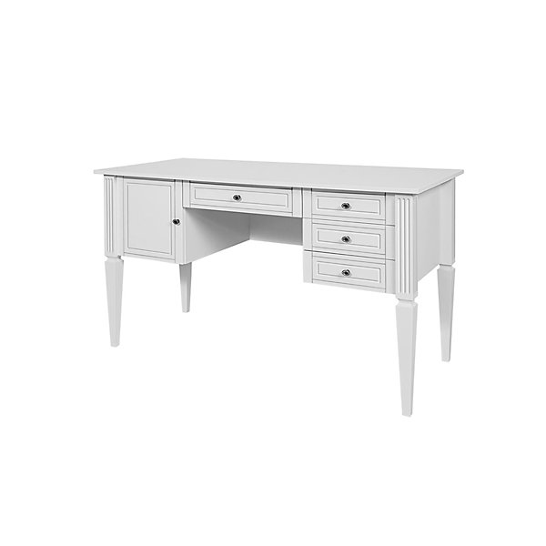 Bureau 4 tiroirs 1 porte Bellamy Ines - Blanc