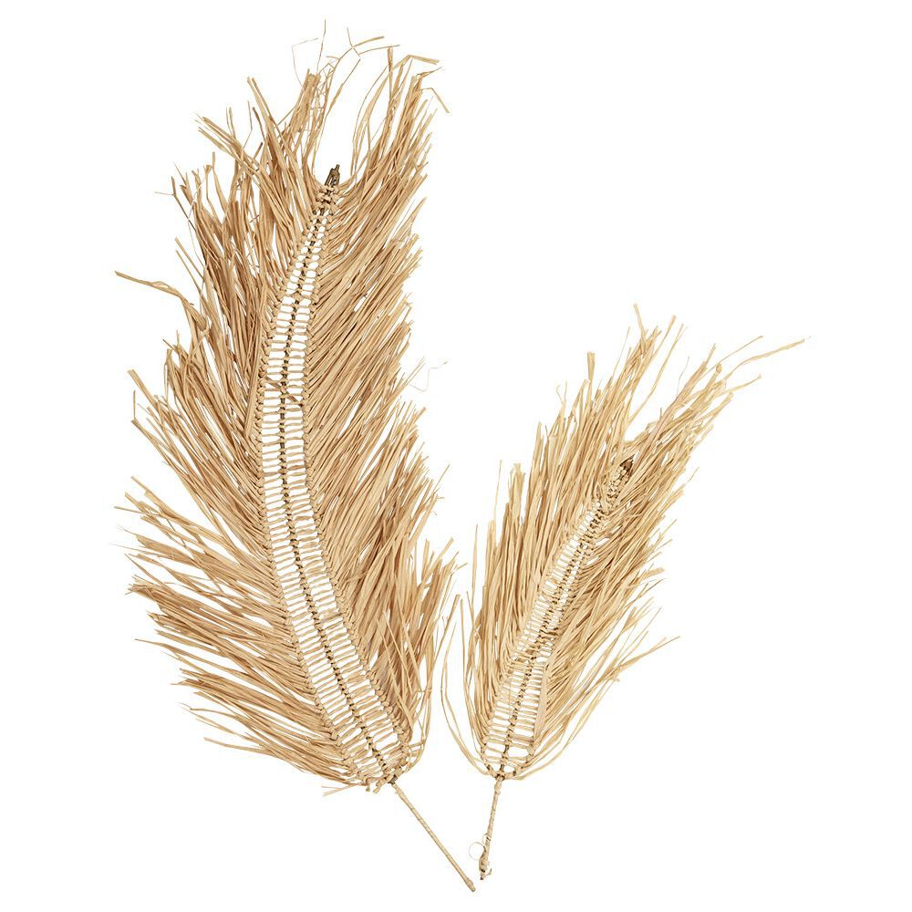 Décoration feuille de Raphia naturelle x2