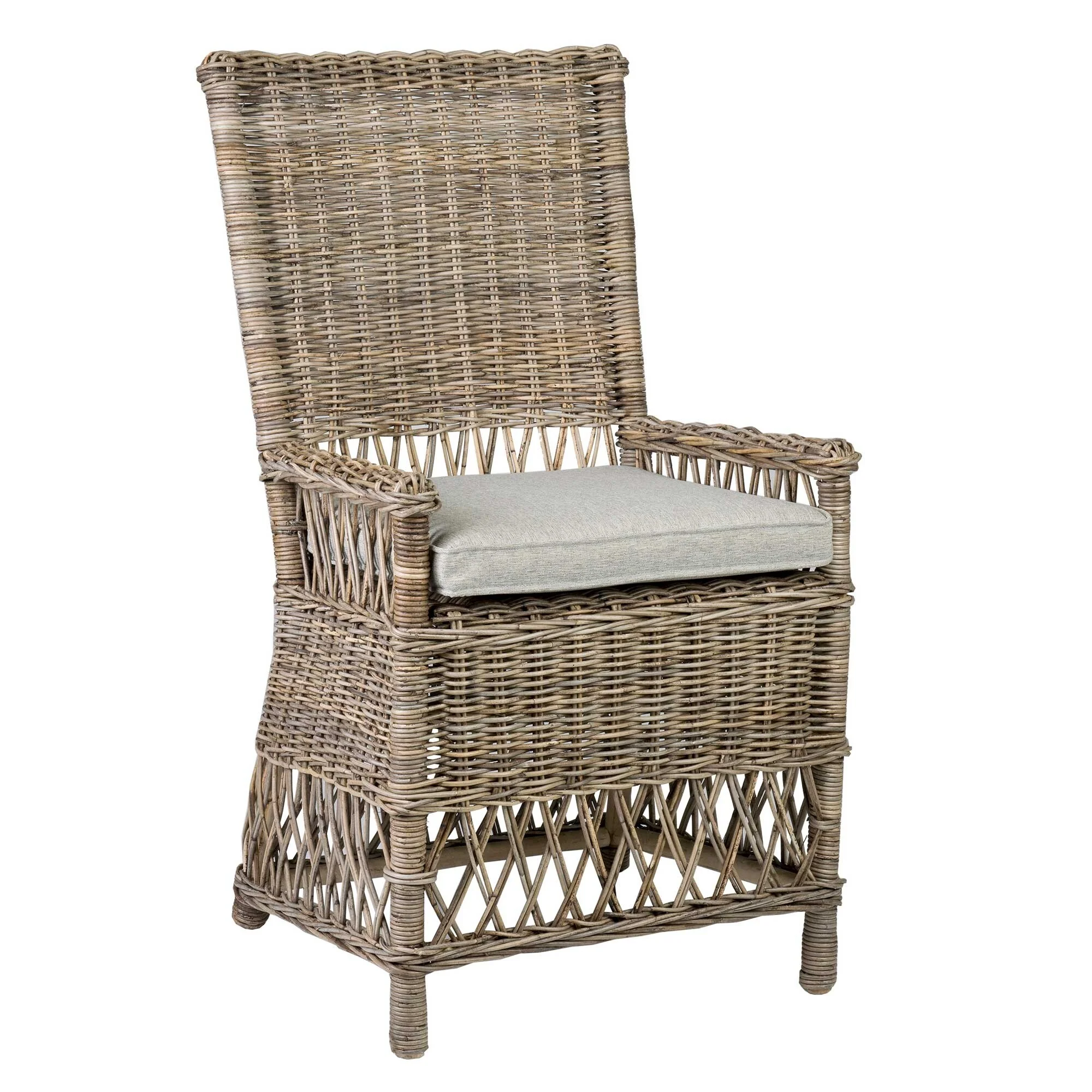 Handwoven Natural Rattan Cushioned Dining Chair by East at Main