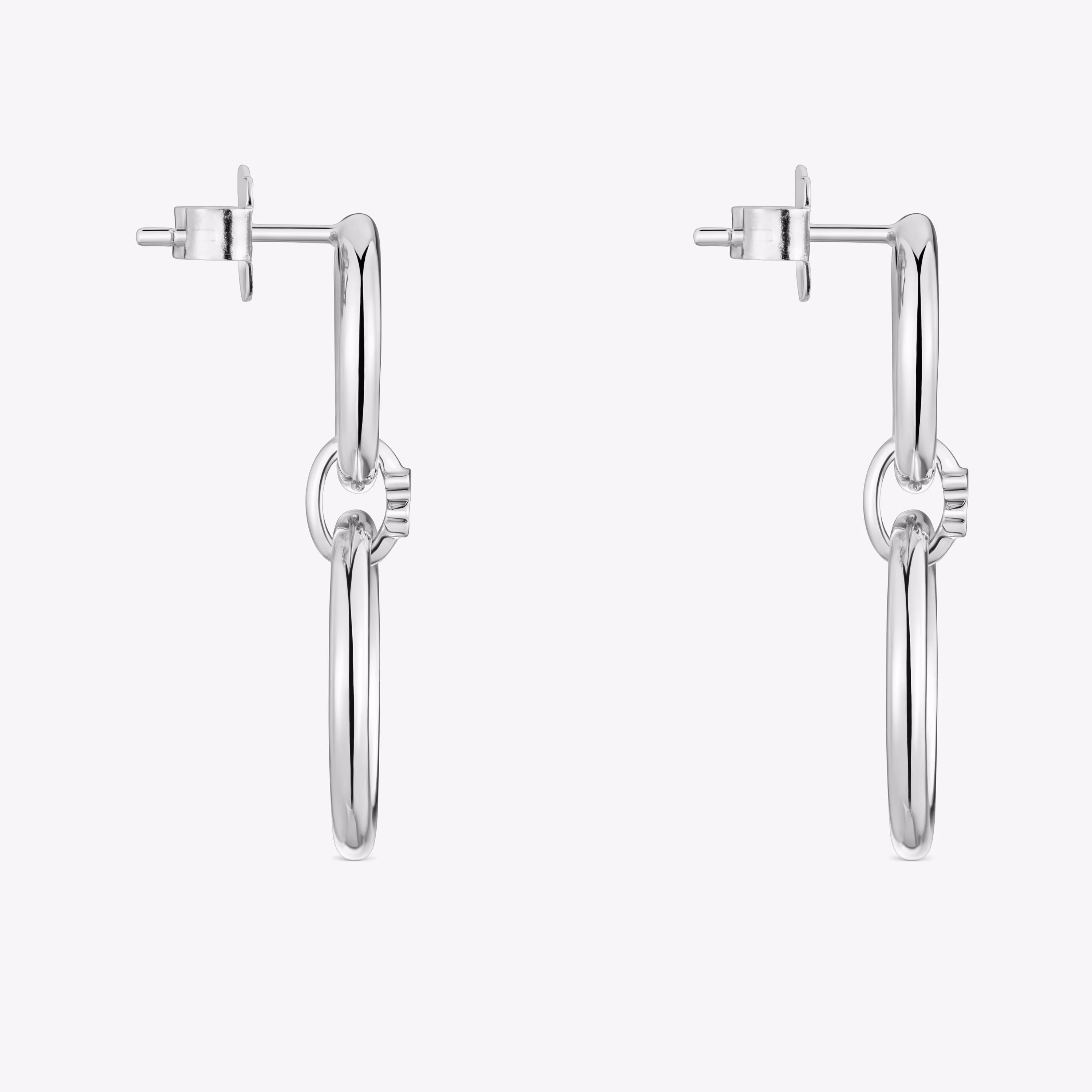 Pendientes doble círculo de plata Straight