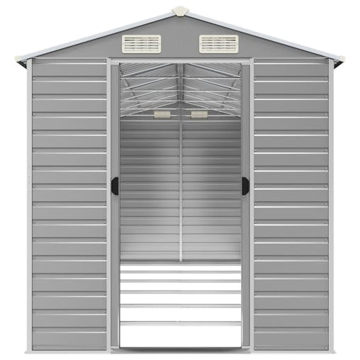NNEVL Garden Shed Light Grey 191x555x198 cm Galvanised Steel
