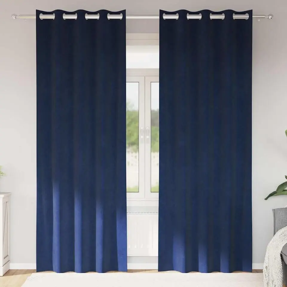 vidaXL Gordijnen met ringen - Verduisterend - Donkerblauw - 140x260 cm - 2 St.