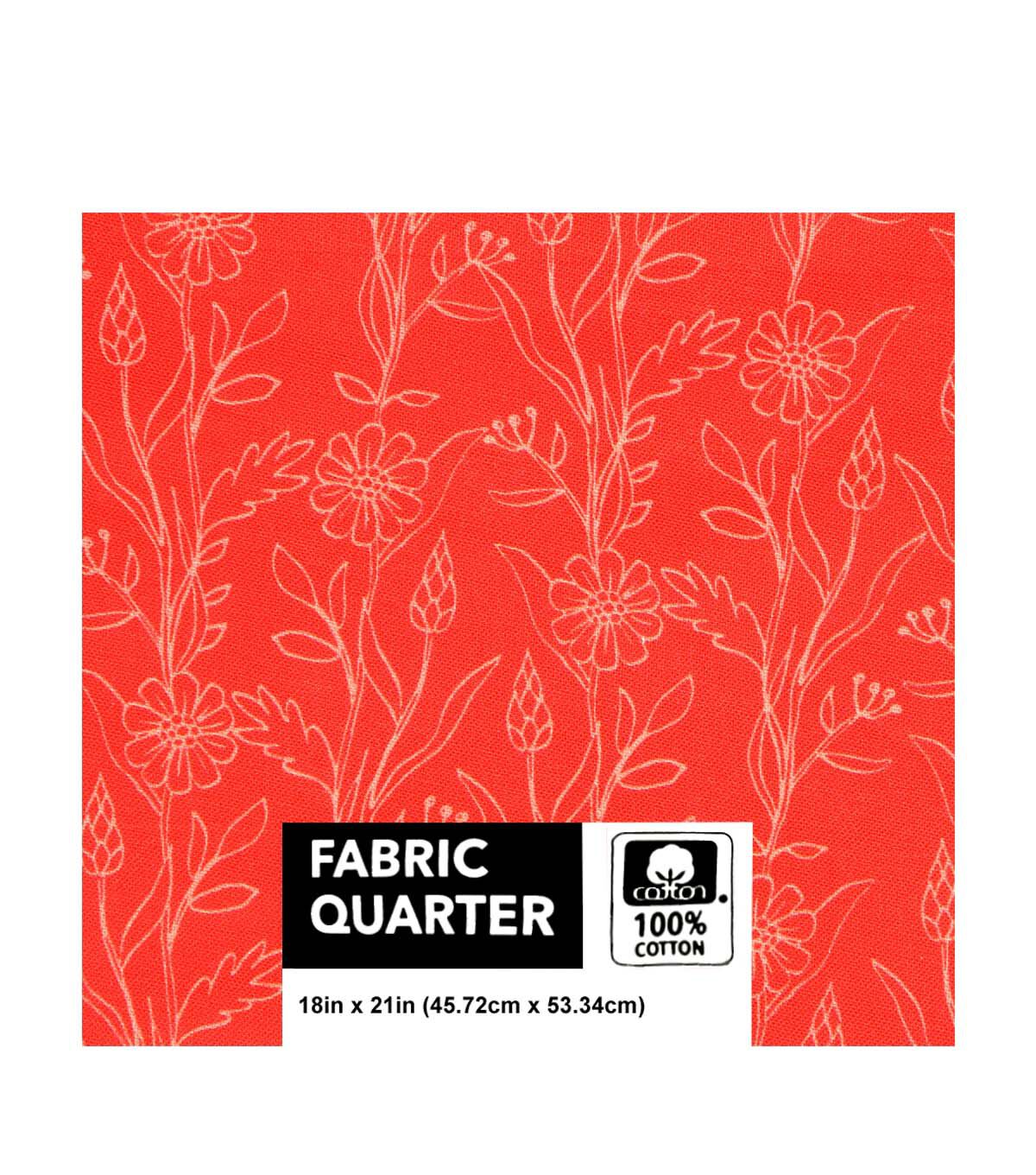 18 x 21 Vines on Red Quilt Cotton Fabric Quarter by Keepsake Calico