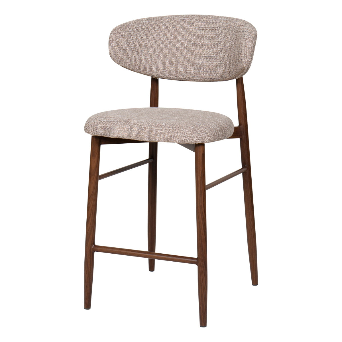 Giga Meubel Barkruk Alexia - Taupe/Walnoot - Set van 2