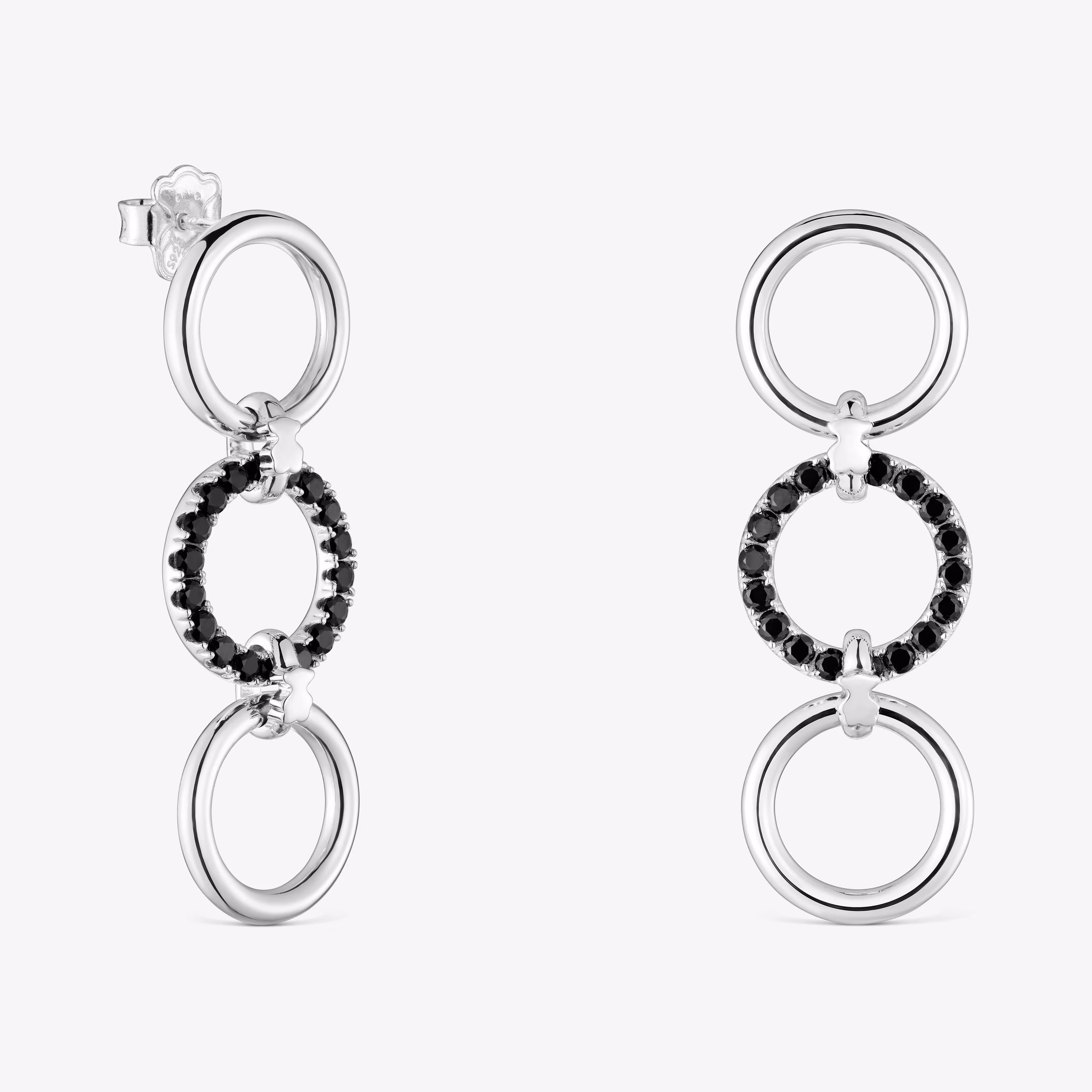 Pendientes largos de plata y espinela negra Straight