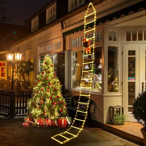 NNETM Santa's Festive Climb: Illuminated Christmas Ladder Light