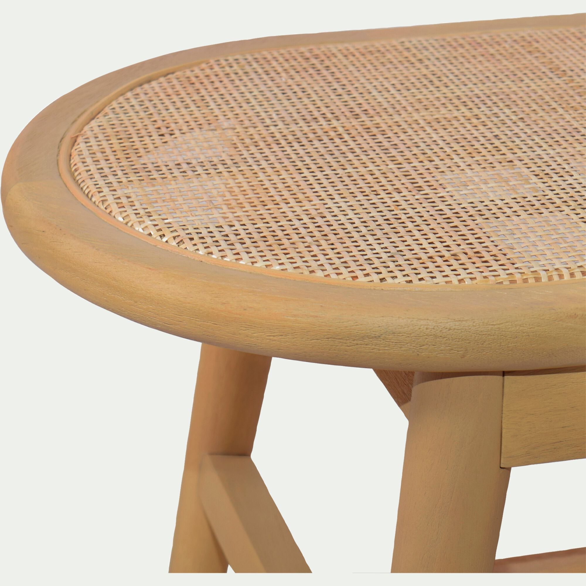HELIONE - Banc oval en acajou L150cm - bois clair