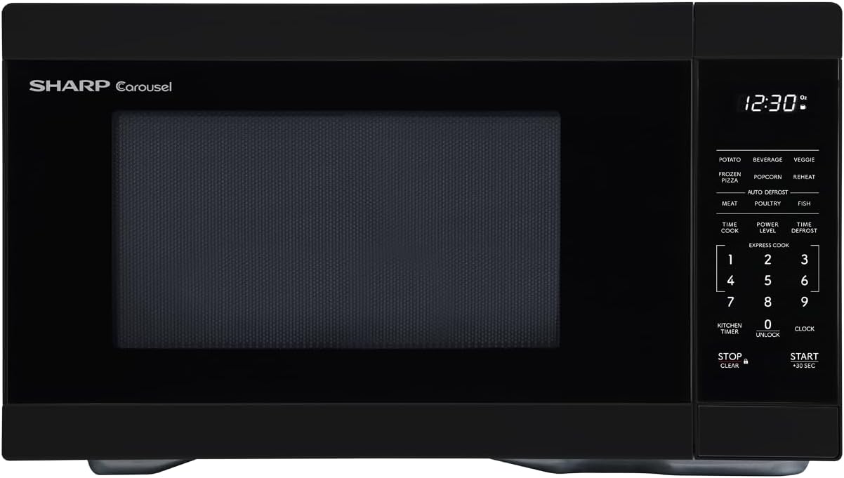 SHARP Countertop Microwave Oven with Removable 12.4 Carousel Turntable, 1000 Watt, 1.1 Cubic Feet, Black