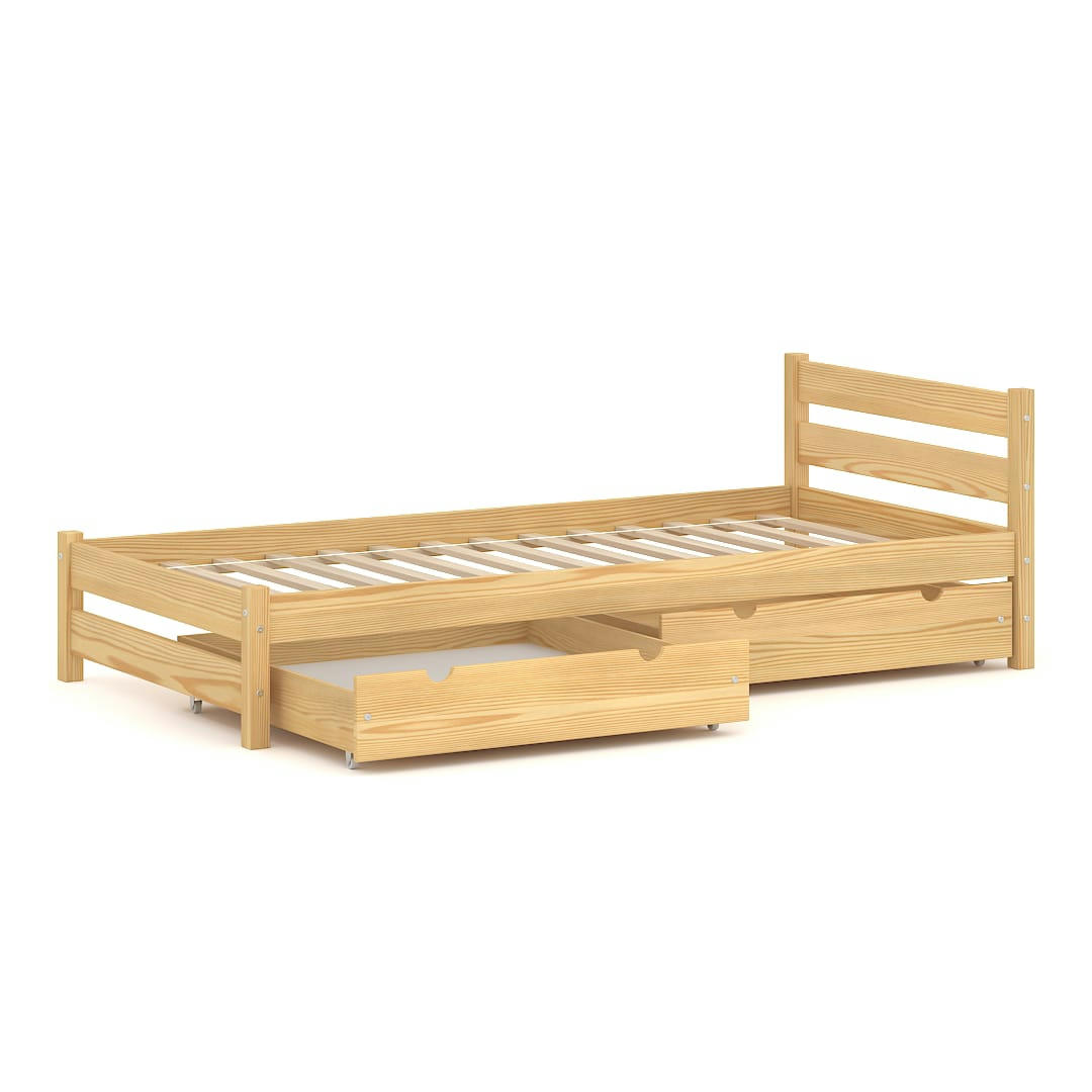 - Lit simple en pin massif 200x90 naturel