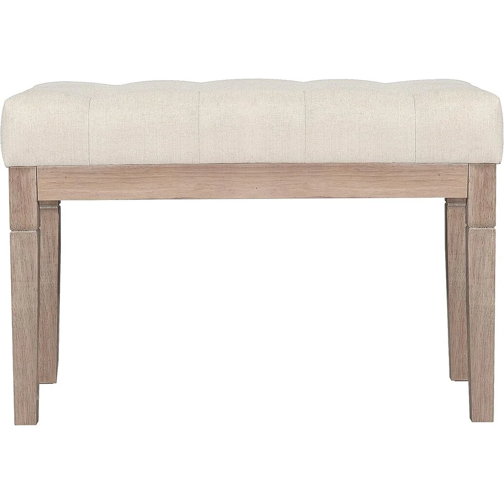 27.5 inch Wide Rectangle Ottoman Bench Tufted Footrest Stool, Fabric for Living Room, Bedroom, Entry, Beige