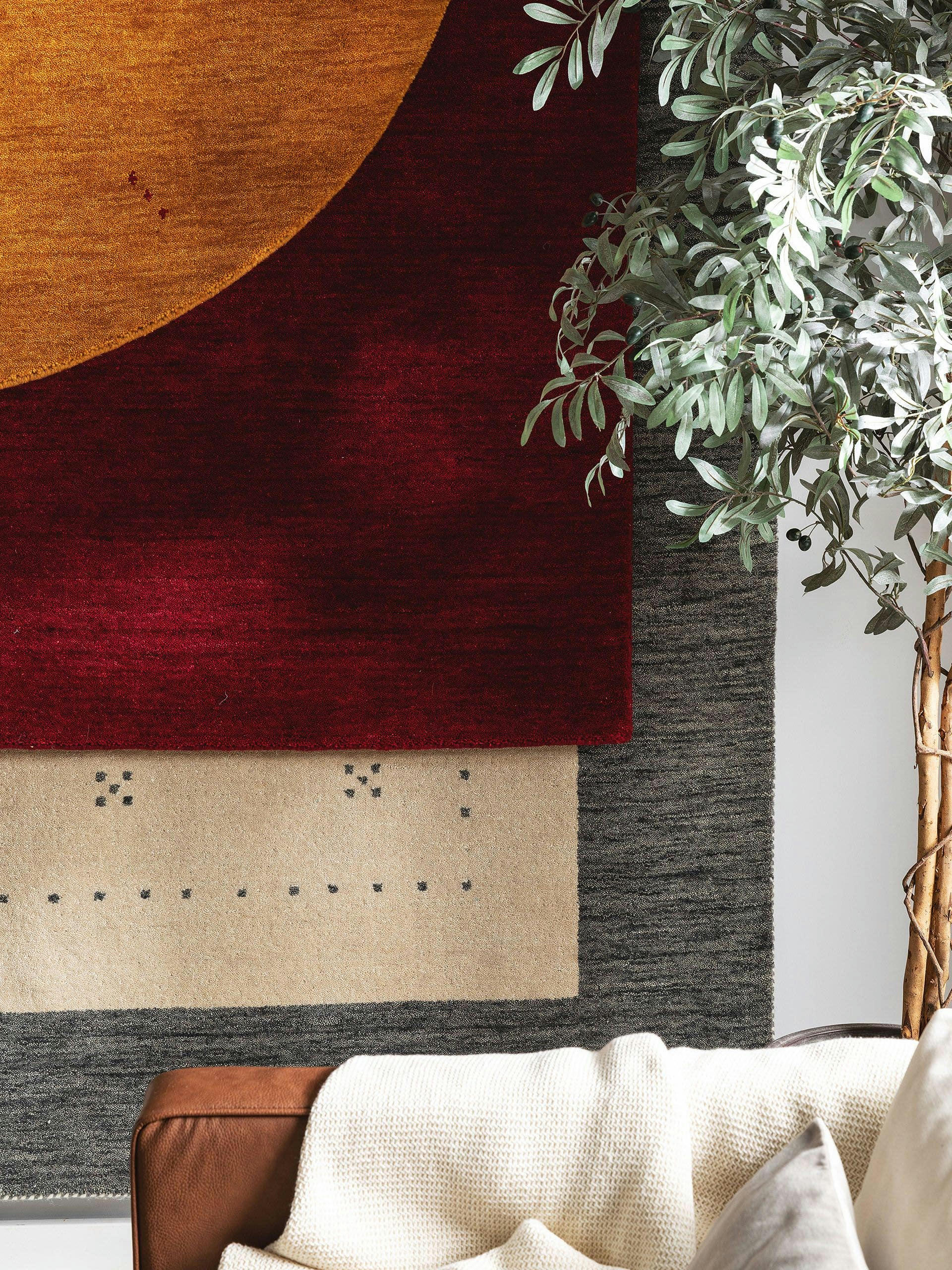 JAMAL - Tapis de couloir en laine rouge 80x300