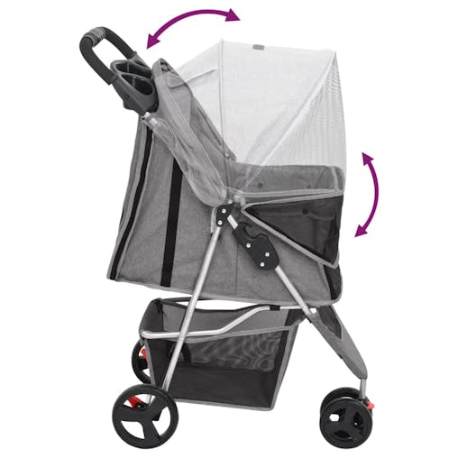 NNEVL Folding Dog Stroller Grey 80x46x98 cm Oxford Fabric