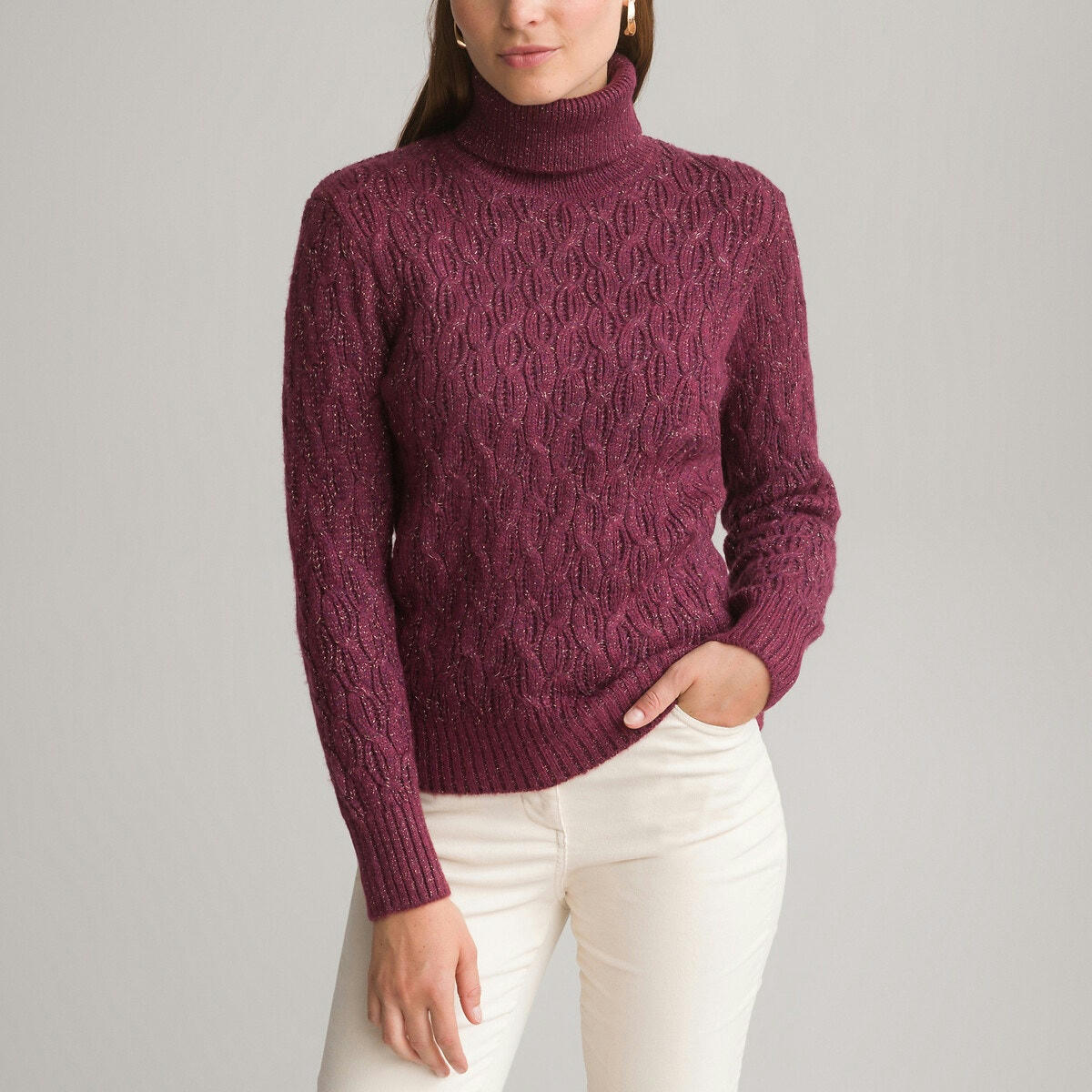 Pull col roulé en grosse maille