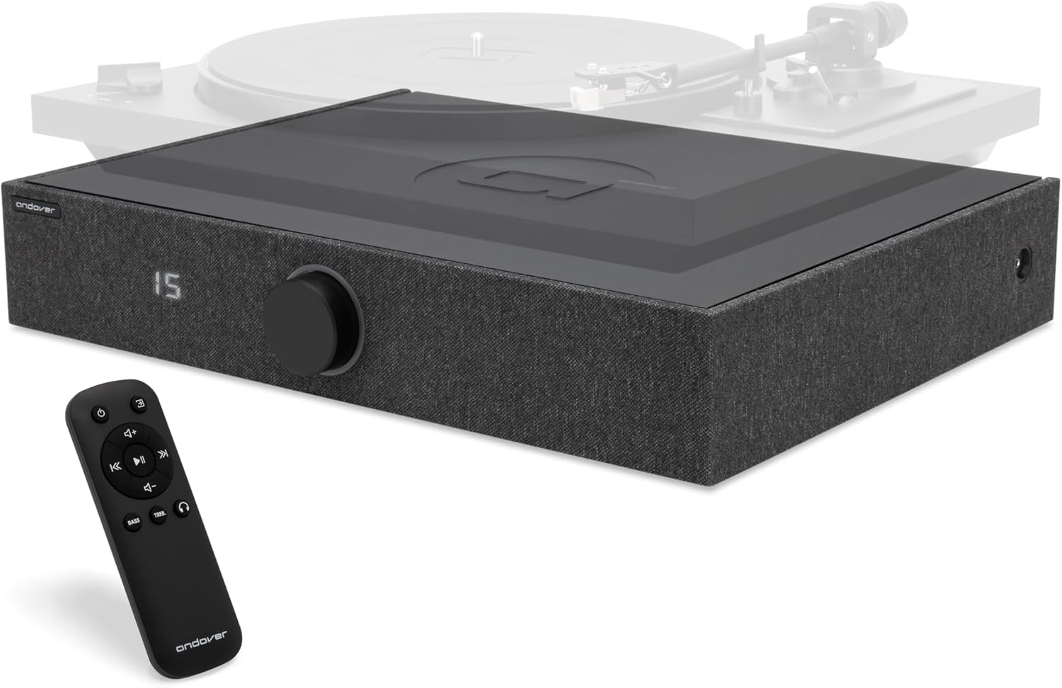 Andover Audio Spinbase 2 Speaker System Designed for Turntables; Phono Input  BT  Analog and Optical Input  ISOGroove Anti-Feedback  with Remote Control (Black)