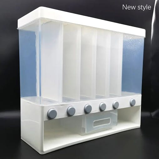 NNEOBA 1pc Wall-Mounted Multi-Grid Food Dispenser - Large Capacity Rice Bucket