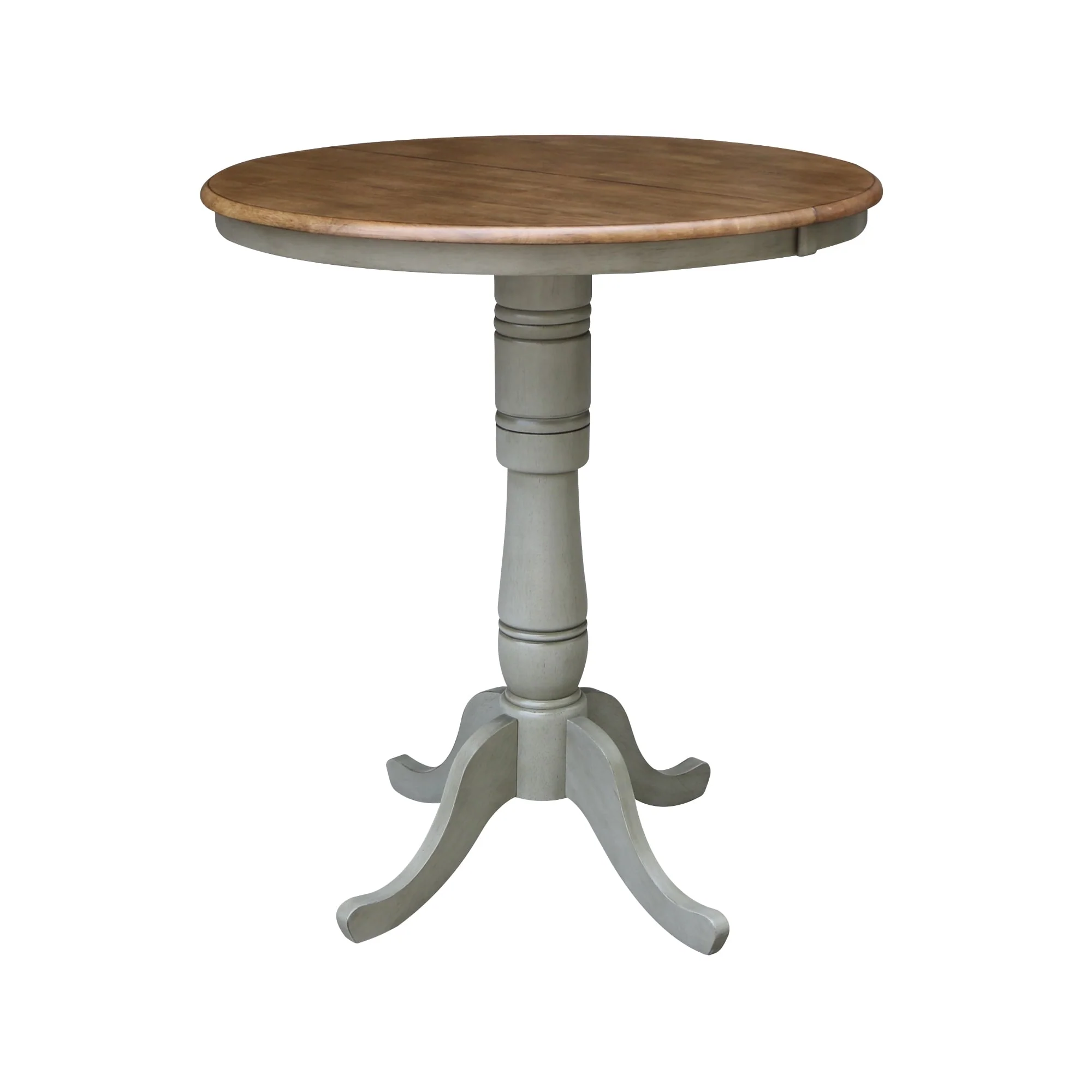 36 Round Top Pedestal Table With 12 Leaf - Distressed Hickory/Stone