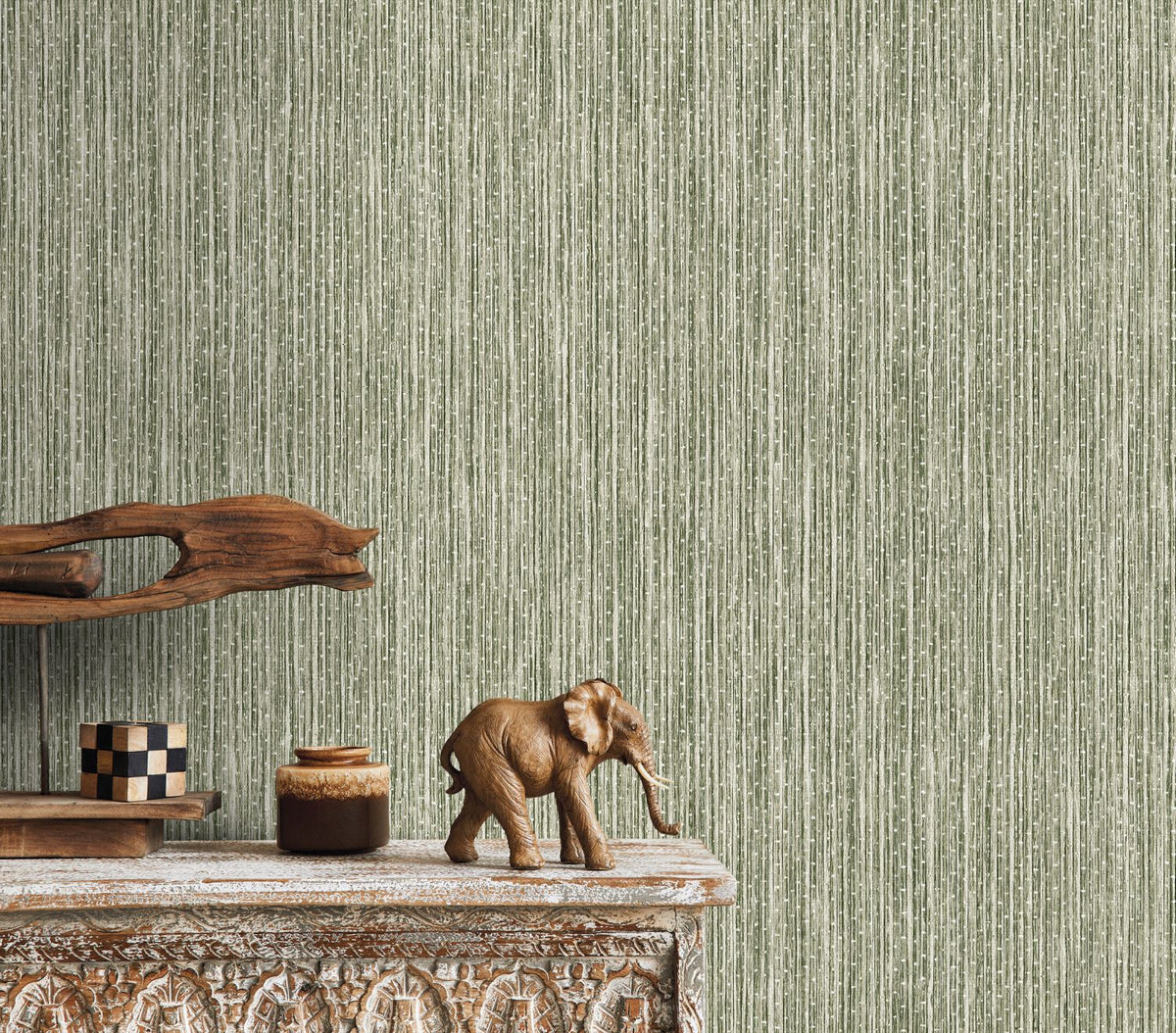 Sanders & Sanders behang bamboe vergrijsd groen - 53 cm x 10 m - 640059