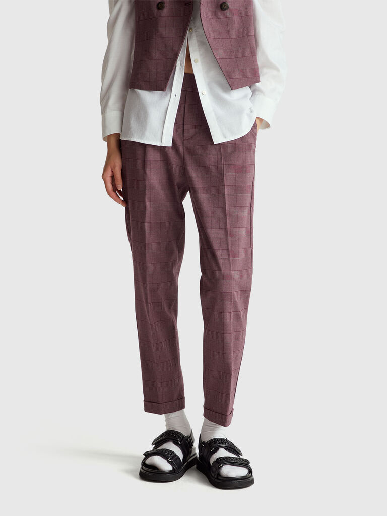 Houndstooth flannel trousers