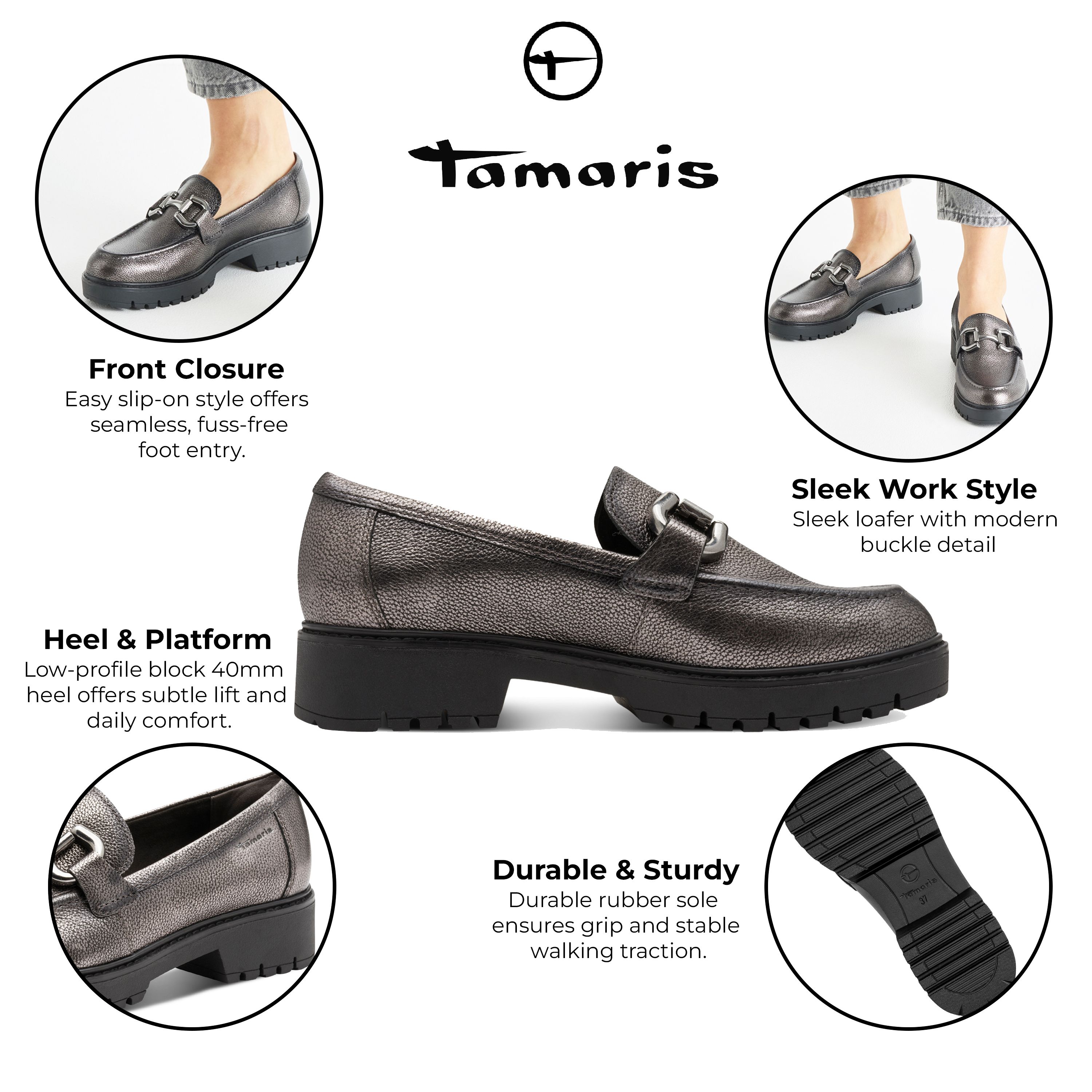 Infinity Leather Tamaris Leather Loafers Slip-On Platform Shoes