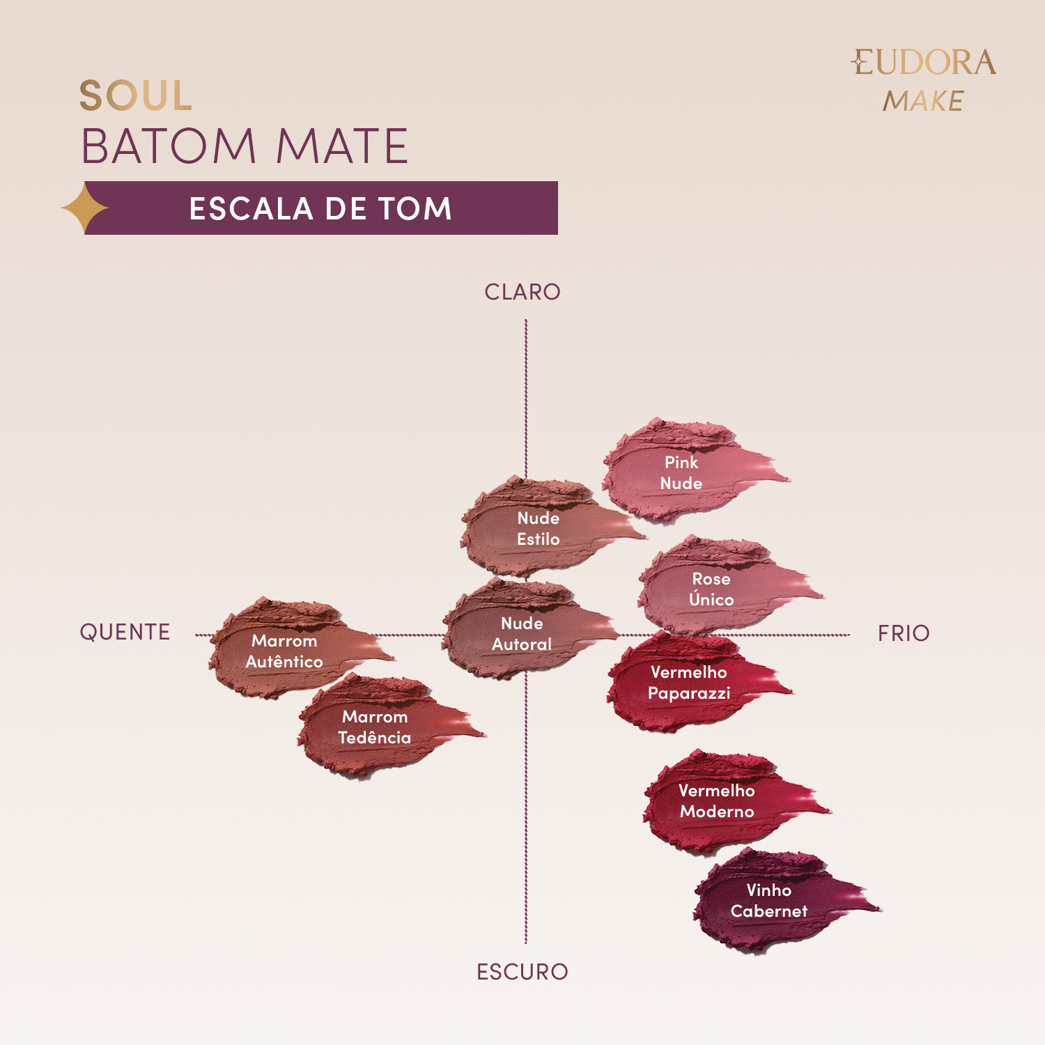 Batom Mate Rosa Nude Estilo SOUL Kiss Me 3,7g