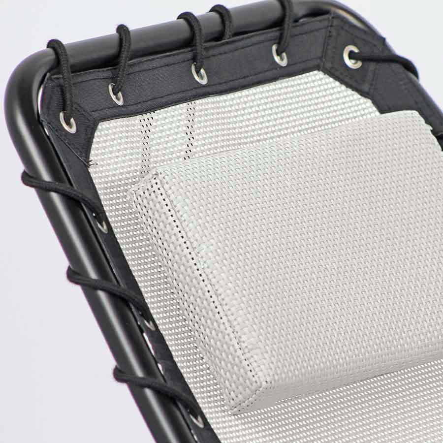 ELLITTICA - Fauteuil à bascule en acier et textilène beige.