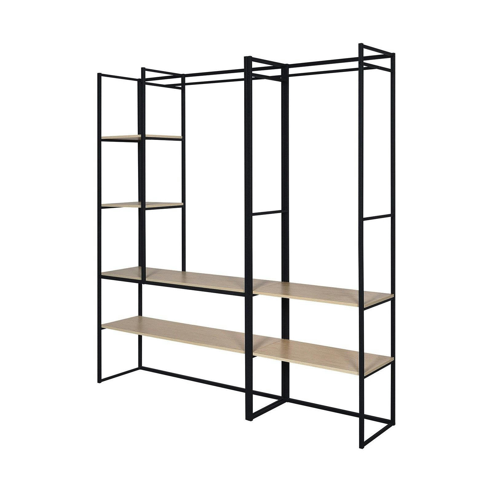 ASHTON - Ensemble de portants vêtements bois et métal  - Lot de 2