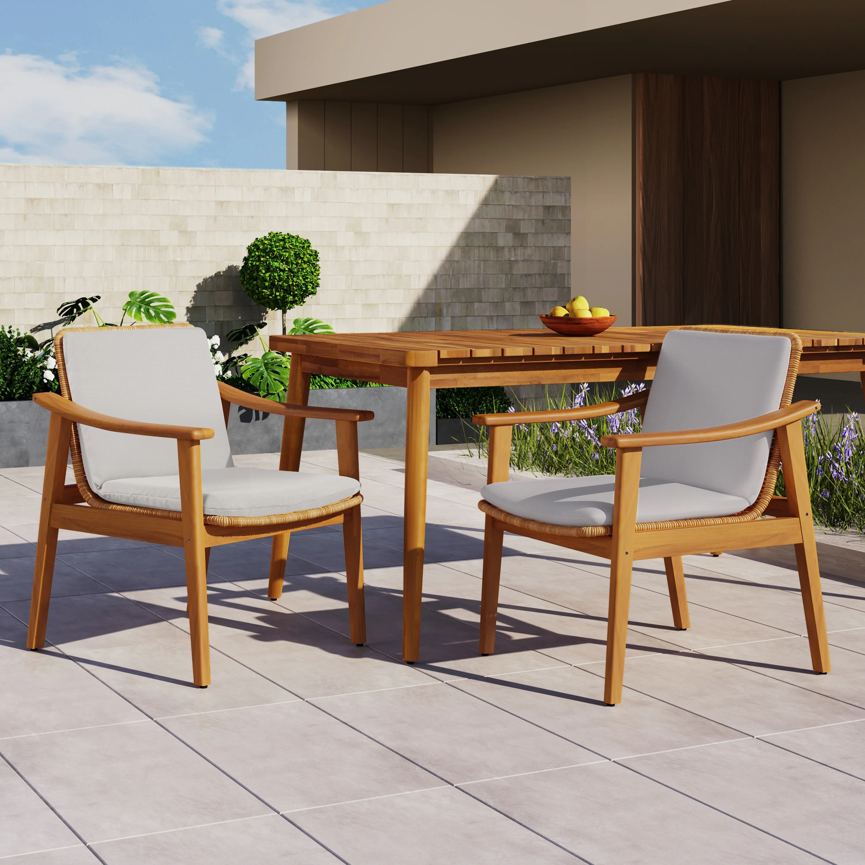 Christopher Knight Home - Sanchez Acacia Wood Patio Dining Chairs（Set of 2）