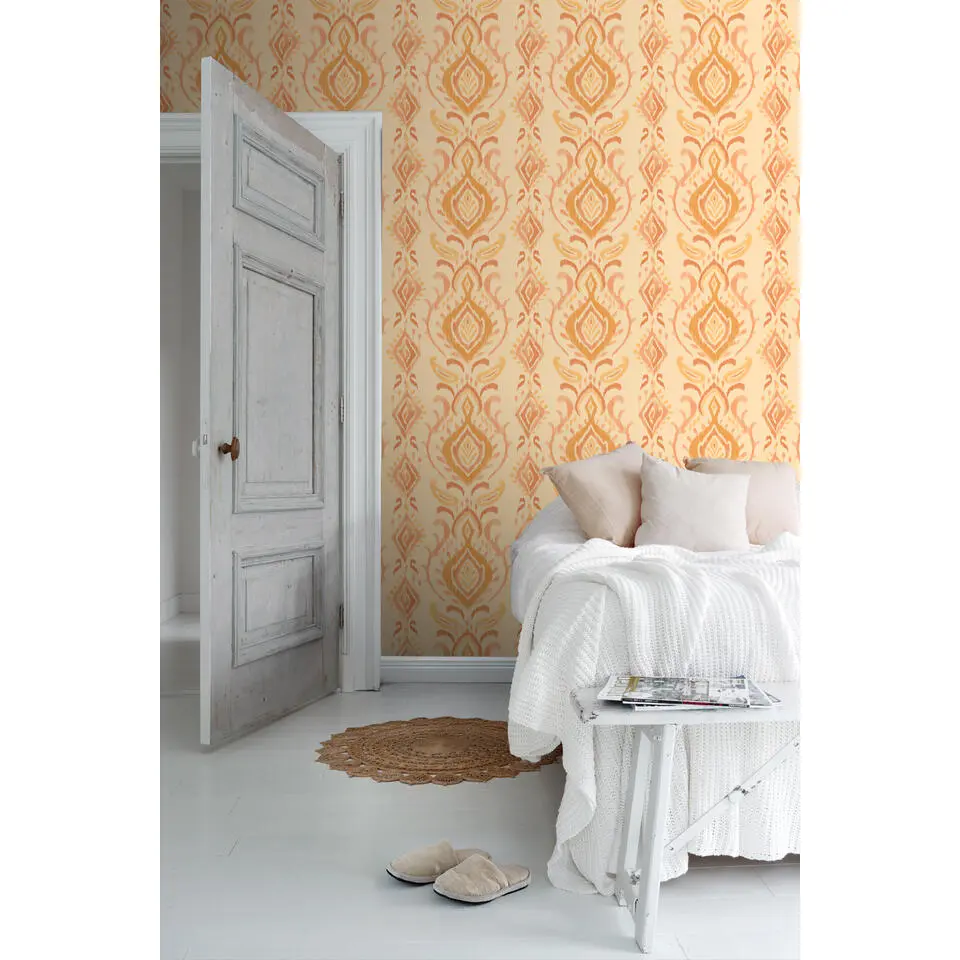 ESTAhome behang ornamenten geel en oranje - 50 x 900 cm