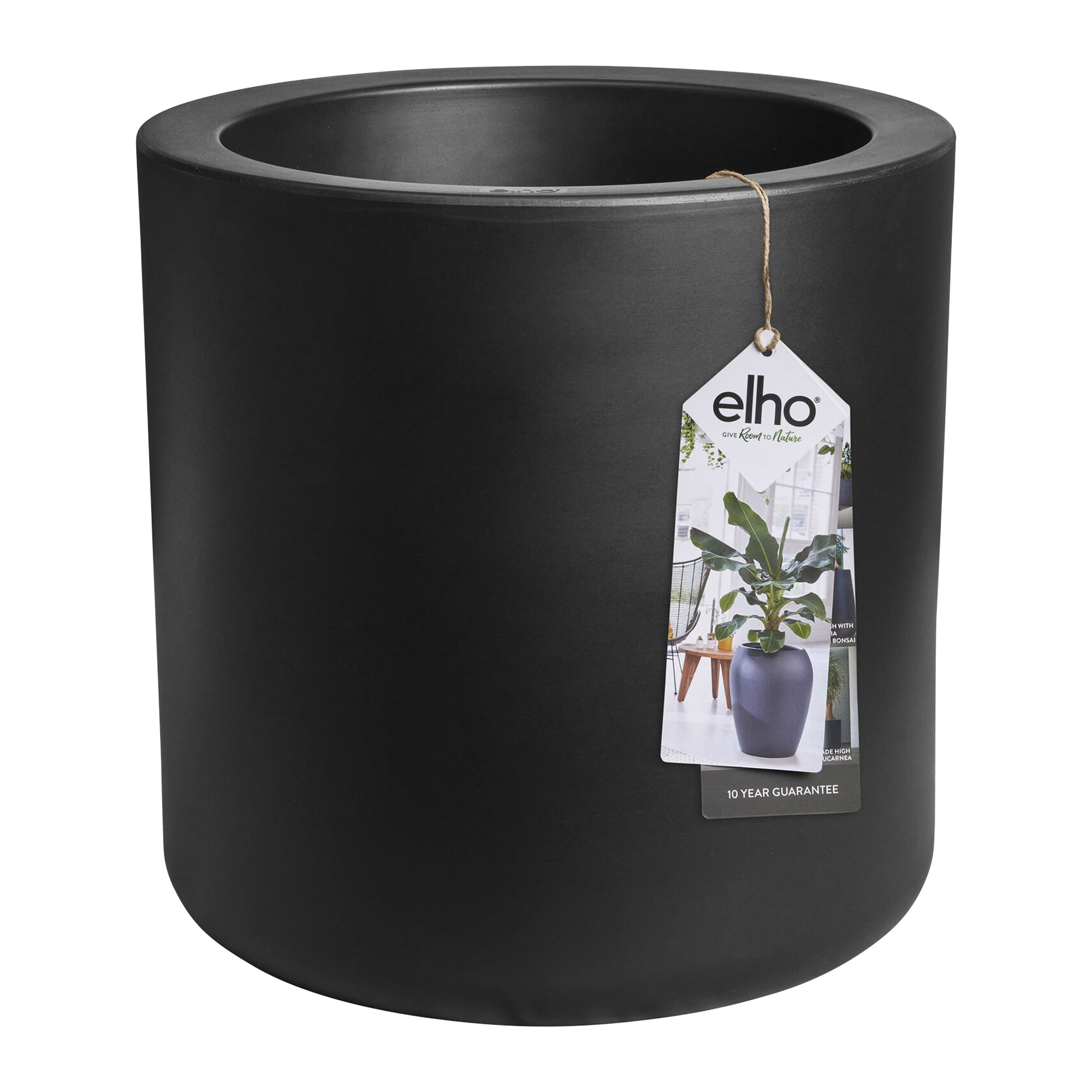Elho Pure Cilinder Wheels 50 - Zwart - L 50 x B x H 50 cm - Balkon, Bi