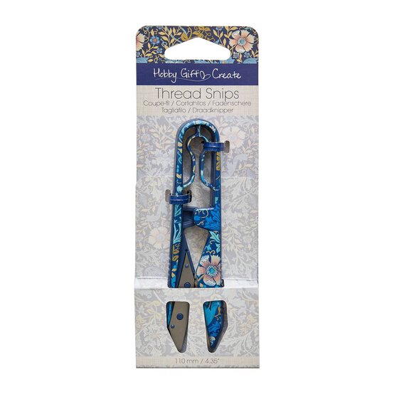 Blue Woodblock Floral Thread Snips