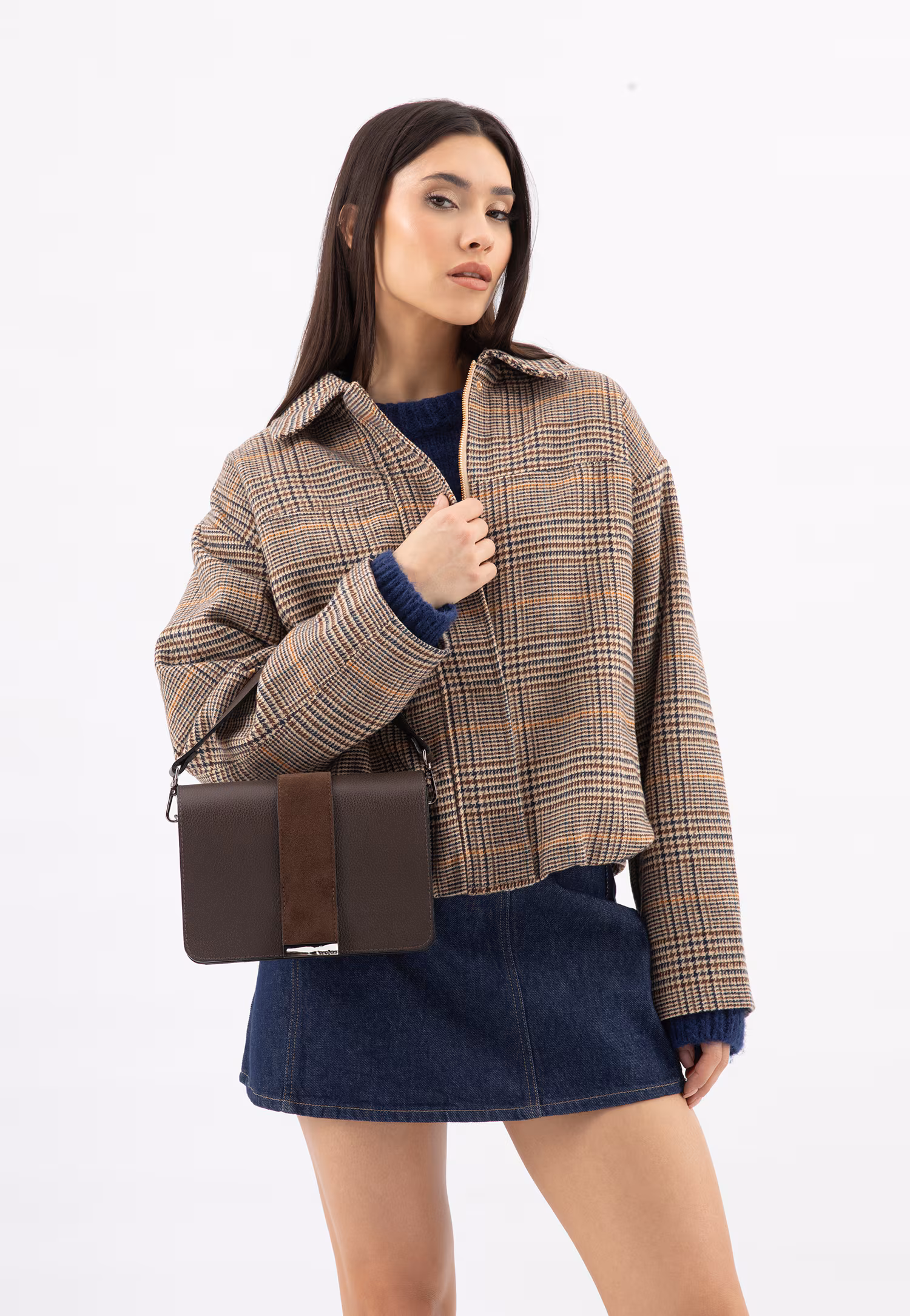 Ciemnobrązowa czekoladowa torebka damska crossbody