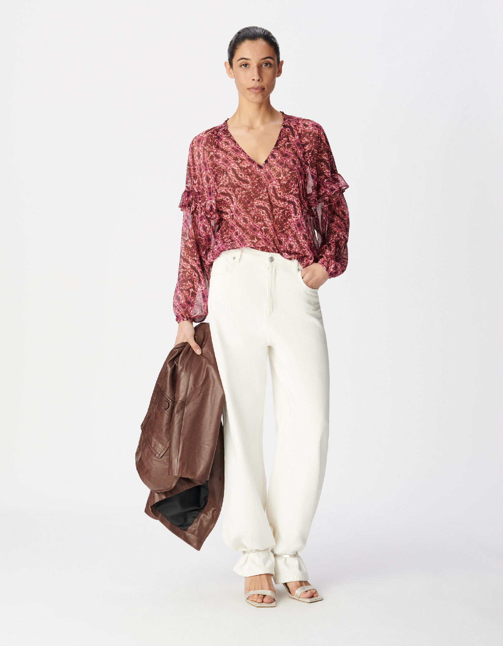 Blouse rose imprimé animalier Femme