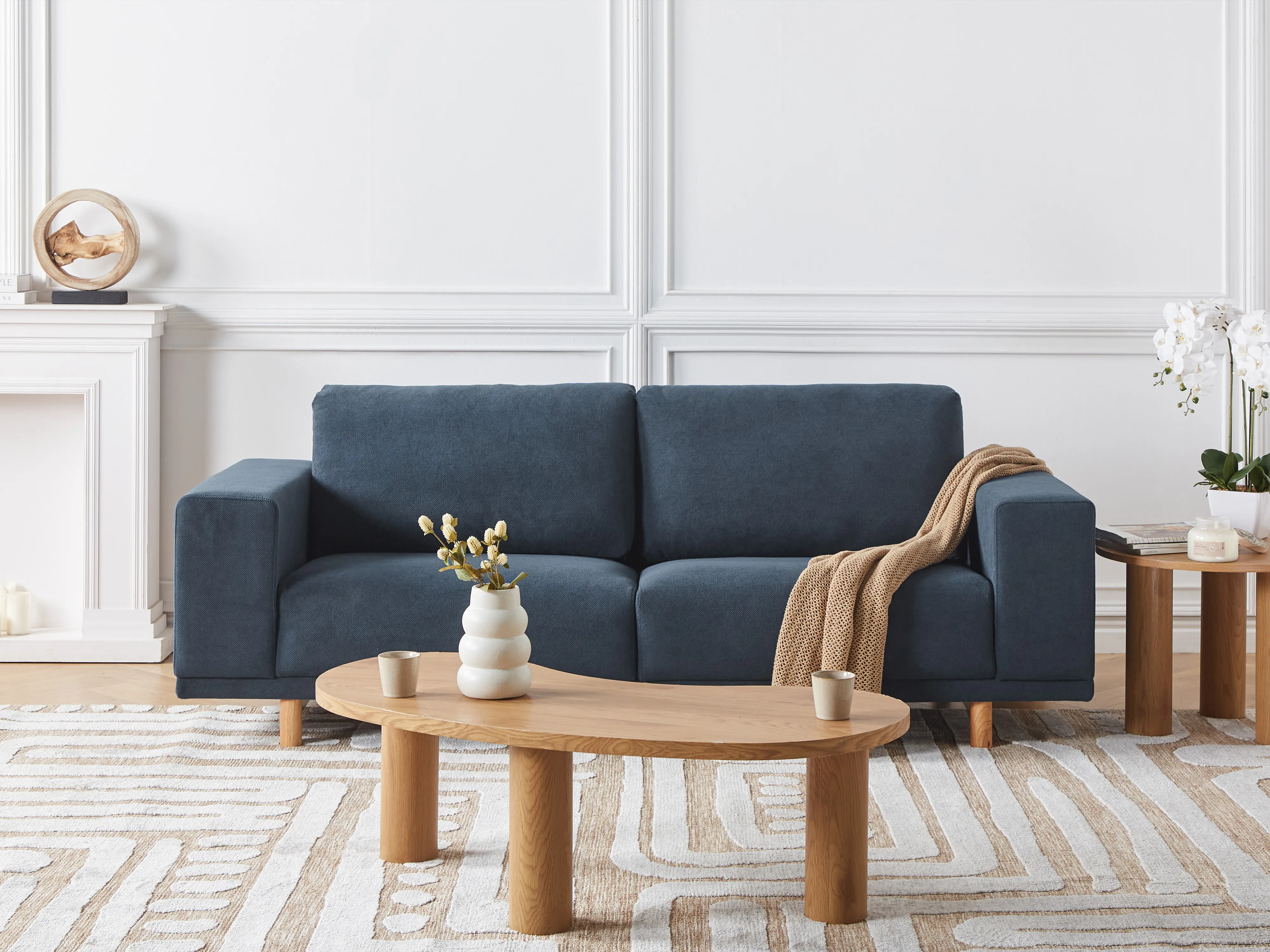 Sofa 3 Seater NIVALA Fabric Dark Blue