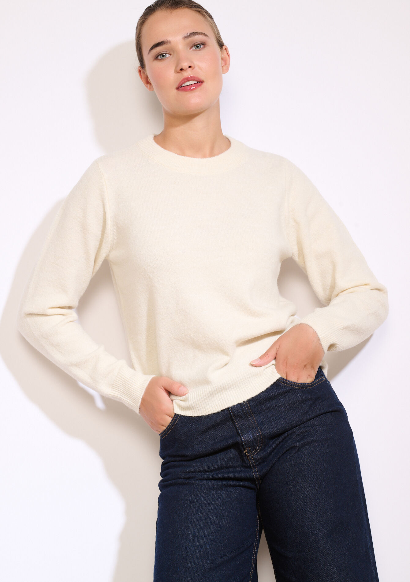 Zachte trui met ronde hals